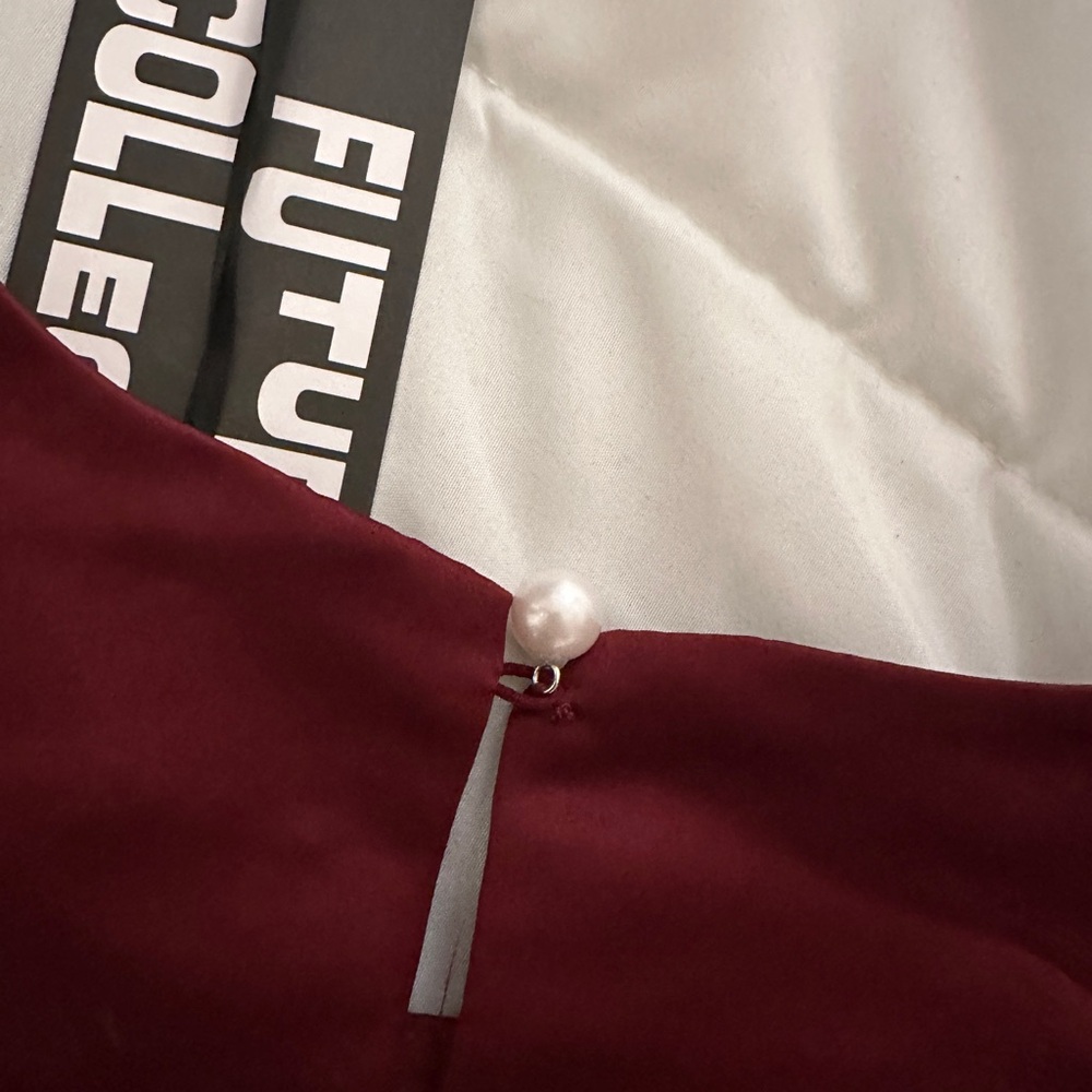 Future Collective Burgundy Satin Dress Women’s Size L New - Picture 4 of 4